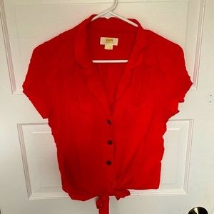 Maeve Anthropologie Front-Tie Button Down